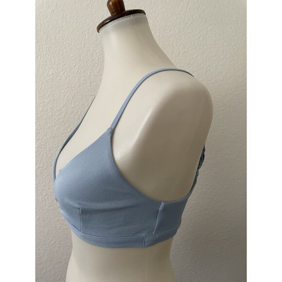 Cos Swim Bikini Top Pullover V Neck Wireless Blue Swimwear FLAW - Picture 5 of 11